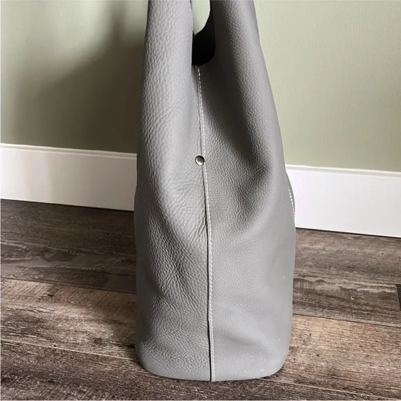 NWOT Gray Leather Tote Bag - Picture 6 of 12